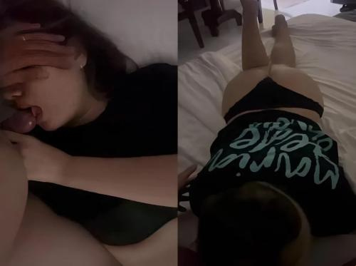 Das geile Mädchen wollte gerade ausgehen, als sie darum bat, ins Motel zu gehen, um ihr einen Blowjob zu geben